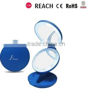 Wholesale 2 Sides Magnifying Folding LED 1x & 10X Magnification Cosmetic Lighted Travel LED Light Makeup Mirror thumbnail-6