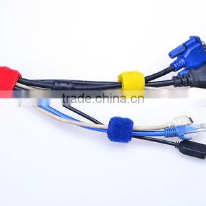 Colorful Adjustable Hook and Loop Wire Cable Tie With Label Tag thumbnail-3