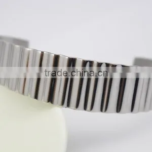 Mirror Polish Personality Lover Bracelets Jewellery Accesories 304L/316L Stainless Steel for Women Men Etched Stripe Bangles thumbnail-2