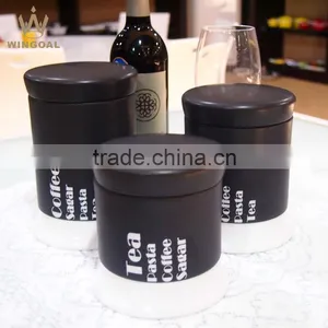 3 Size Porcelain Canister Wood Lid thumbnail-1