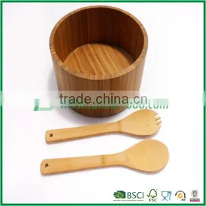 Kitchen Supplies Bamboo Products Salad Bowl Large Bamboo Bowl Bamboo Fork Spoon Bamboo Salad Bowl Set Salad Bowl thumbnail-1