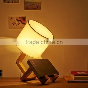 Modern Novel Wood Table Lamp, Adjustable Wood Neck Reading Lamp, Wooden Base Lamp thumbnail-1