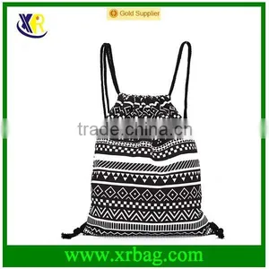 Custom Fashion Style Pattern Cotton Canvas Drawstring Backpack Bag thumbnail-2