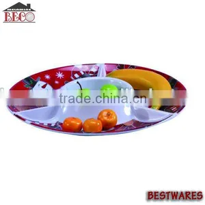Round Three Section Melamine Chip and Dip Bowl thumbnail-1