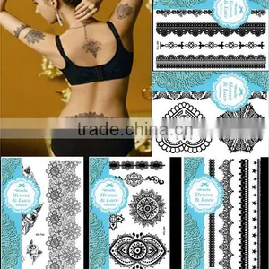 Lace Black Tattoo Body Art Flash Tattoos Temporary Arm Sticker Tattoos Wholesale thumbnail-2