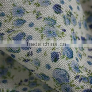 Blue Floral Printed Wool Scarf With Tassel thumbnail-4