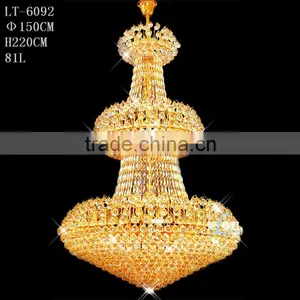 Incandescent Luminaire Pendant Lamp, Large Crystal Chandelier For Hotel thumbnail-1