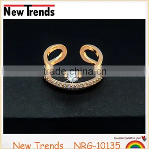 New Design Inlaid Zircon Rose Gold Simple Style Open Ring for Woman thumbnail-4