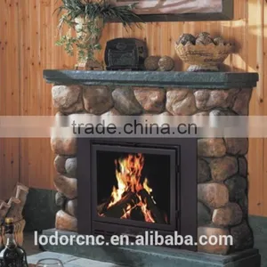 YN-020 Distressed Wood Fireplace / Cast Iron Fireplace Front thumbnail-4