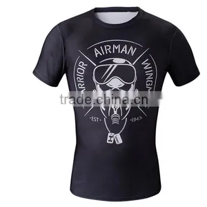 2016 Digital Printing Compression Running Shirt Breathable Quick Dry Polyester Spandex 3d t Shirt thumbnail-1