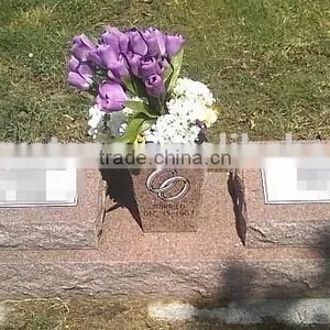 American Good Quality Couple Red Granite Flat Grass Maker Headstone thumbnail-1