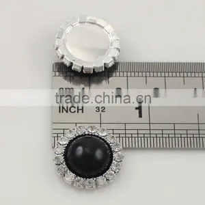 Black Solid Jet Pearl Rhinestone Button Flatback Style thumbnail-2
