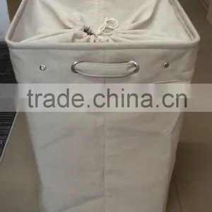 Linen Hamper With Nonwoven Lining, Linen Drawstring and Handle Strap thumbnail-1