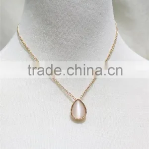 ROse Gold Necklace w/ White Cateye Necklace Simple Chain Gold Necklace2016 Fashion Style Wholesale thumbnail-1