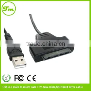 Usb 2.0 Male to Micro Sata 7+9 Data Cable,SSD Hard Drive Cable thumbnail-1