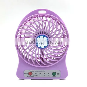 3 Speed Control Portable Purple Electric Led Mini USB Desk Fan for Student thumbnail-1