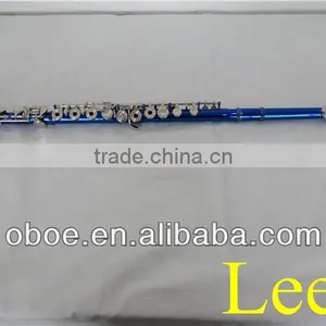 Woodwind Musical Instrument Cupronickel Body C Tone Nickel Plated 17 Open Holes Colorful Blue Flute--5102 thumbnail-1