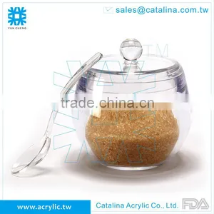 Acrylic Plastic Salt Sugar Pot Set With Spoon thumbnail-3