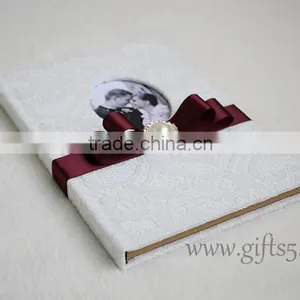 Handmade Wedding Guestbook With Lace Hardcover thumbnail-3