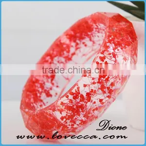 New Design Natural Jade Dry Real Resin Flower Bangles for Girlfriend Gift Jewelry thumbnail-4