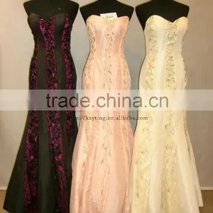 Sexy Backless Off-shoulder V-neck Fishtail Taffeta Beaded Long Lace Best Evening Dress thumbnail-4