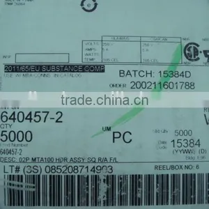 2.54mm Pitch PCB Wire to Board Connector TE 2P MAT100 HDR ASSY SQ Connector 640457-2 Right Angle Header 2 Pin Through Hole thumbnail-2