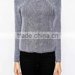 High Fashion Design Wool Ribbed Pullover Cashmere Sweater Pullover thumbnail-3