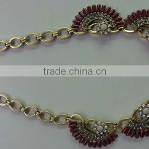 2014 Most Popular Short Charm Coarse Chain Necklace With Acrylic thumbnail-1