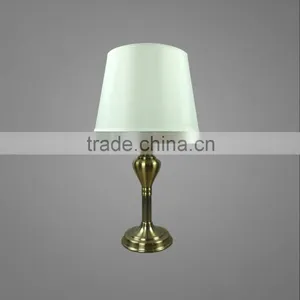 Metal Base And Body In Antique Brass Finish With White Fabric Lampshade Table Light Bedside Table Lamp Study Table Light thumbnail-1