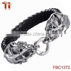 Men Black Braided Leather Bracelet Cool Bracelet for Boys New thumbnail-2