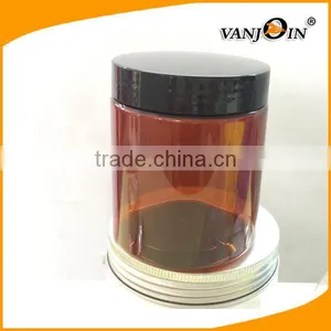 8oz 250g Amber PET Single Wall Jar With Black Smooth Lid With Pressure Sensitive Liner thumbnail-2