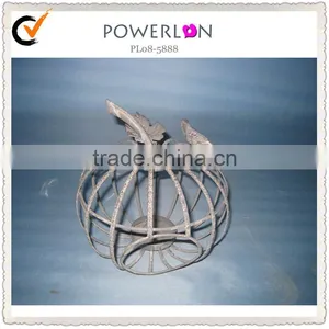 Vintage Grey Pumpkin Metal Candle Holder thumbnail-1