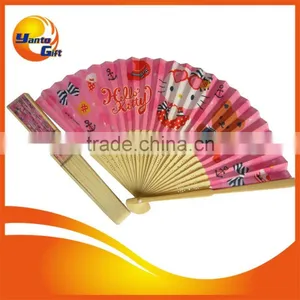 New Desgin Full Logo Printing Fabric Bamboo Fan thumbnail-1