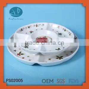 Ceramic Decal Plate Porcelain White Food Platter, Chinese Food Plate,divided Tray Christmas Plate thumbnail-1