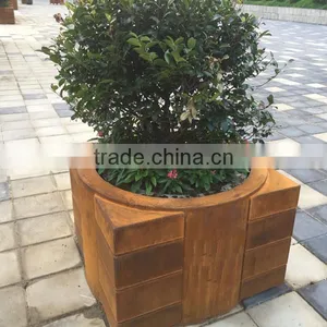 FO-9C53 Square Corten Steel Flower Pot/garden Planter Box thumbnail-1
