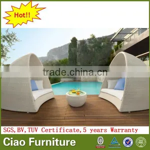 Hot Sale Garden Rattan Furniture Round Bed With Canopy thumbnail-3