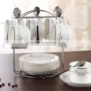 12pcs Porcelain Ceramic Coffee Cups and Saucers Set thumbnail-1