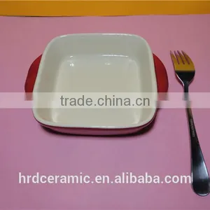 Microwave Safe Porcelain Red Oven Ware Bakeware With Handle thumbnail-5
