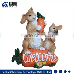 Attractive Welcome Bunny Garden Sign Statue thumbnail-1