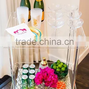 Supplier Acrylic Lucite Juice Bar Cart Serving Trolley thumbnail-1
