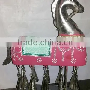 IRON/WOODEN PAINTED HORSE WITH BELLS thumbnail-1