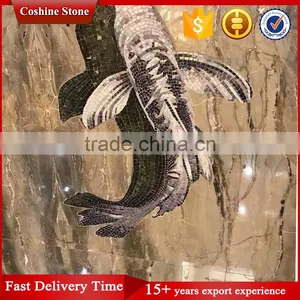 Fish Mosaic Tile Pattern Hand Made Marble Stone Mosaic Wall Art Murals thumbnail-3