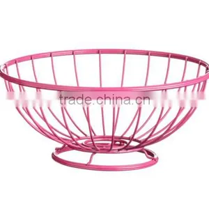 Hot Pink Powder Coating Stylish Iron Metal Fruit Basket Hanger Holders Racks for Kitchen Organizer Storage thumbnail-4