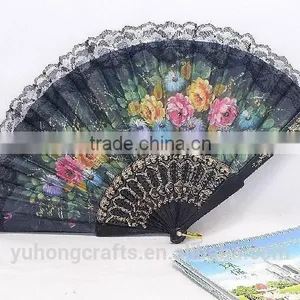 Spanish Style Plastic Folding Fan With Flower thumbnail-5