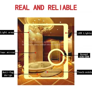 Hotel Bathroom Waterproof Energy-saving LED Fogless Backlit Mirror With Mirror Defogger thumbnail-1