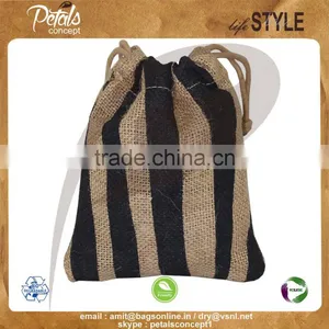 Jute Drawstring Bag With One Color Over All Print thumbnail-1