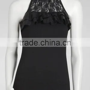 Sell 8TP117 Lace Trim Halter Tops thumbnail-1