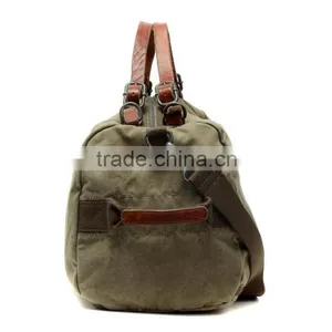 Unisex Vintage Casual Cotton Canvas Leather Shoulder Bag Weekend Bag Duffle Bag Travel Overnight Bag For Man & Women thumbnail-3