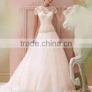Pink Chiffon Cap Sleeve Ball Gown Lace Pakistan Wedding Dress thumbnail-2
