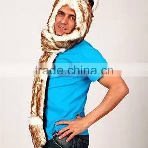 Long Eared Plush Animal Head Russian Style Fur Winter Hat thumbnail-4
